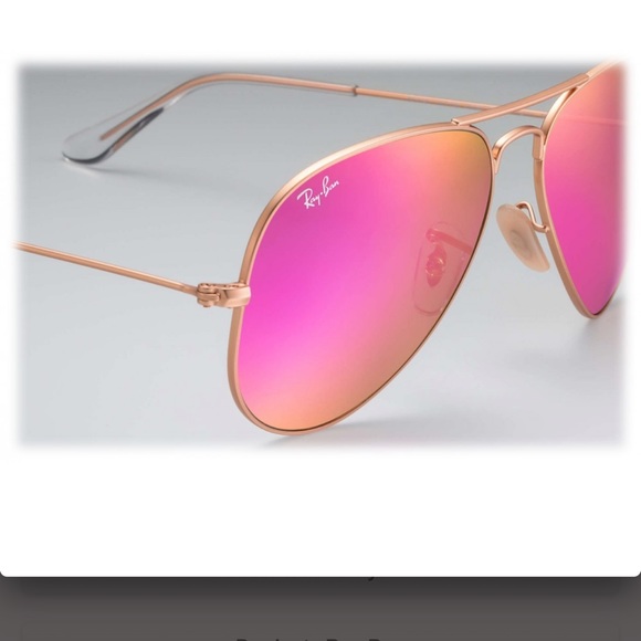 LIKE NEW Bright Pink Mirrored Ray Ban Aviator Sunglasses - Picture 5 of 10